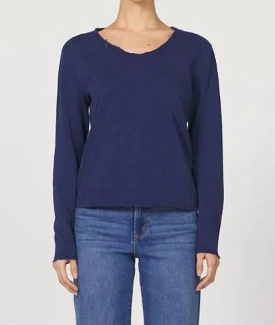 Dear John Denim Vanya Long Sleeve Tee In Black Iris In Blue