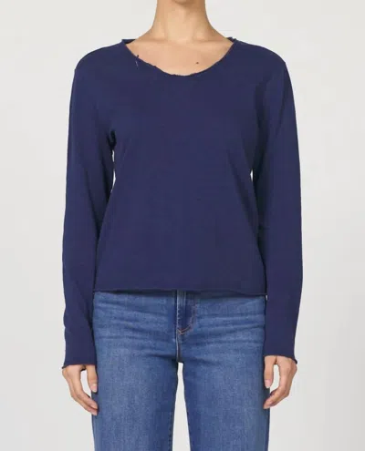 Dear John Denim Vanya Long Sleeve Top In Black Iris In Gray