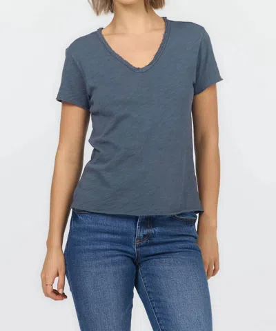Dear John Denim Vanya V Neck Tee In Turbulence In Blue
