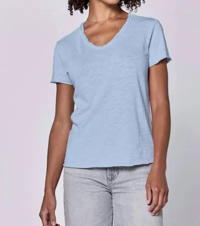 Dear John Denim Vanya V-neck Short Sleeve Top In Skyway In Blue