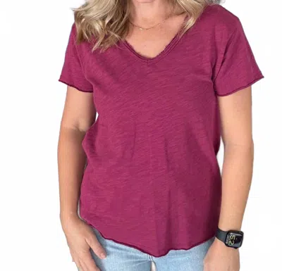 Dear John Denim Vanya V-neck Slub Tee In Berry In Pink