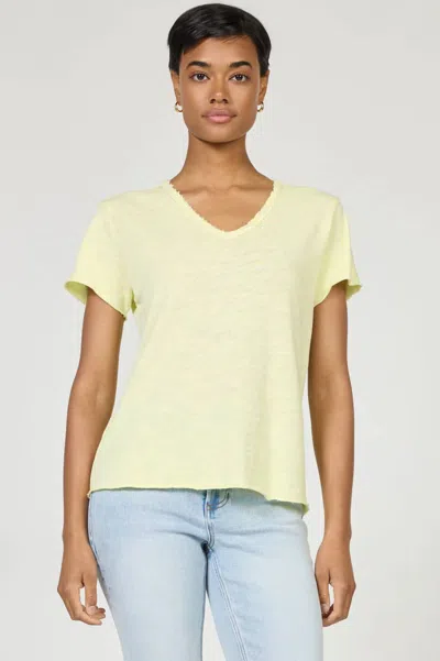 Dear John Denim Vanya V-neck Slub Tee In Pale Yellow In Multi