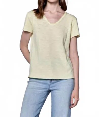 Dear John Denim Vanya V-neck Tee In Pale Lime Yellow