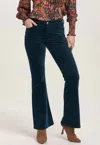 Dear John Denim Rosa Mid Rise Full Inseam Flare Pants In Teal Velveteen