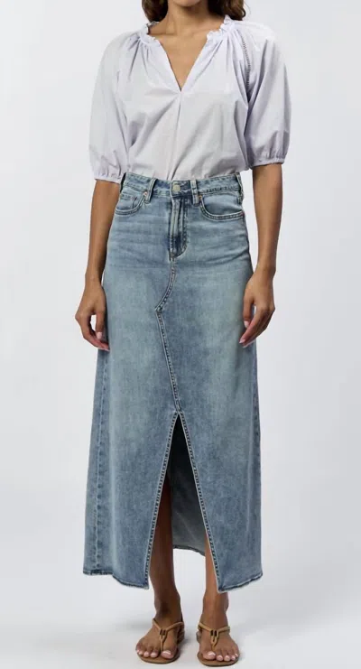 DEAR JOHN DENIM VIANNA CLEAN HEM FRONT SLIT DENIM SKIRT IN BLUE