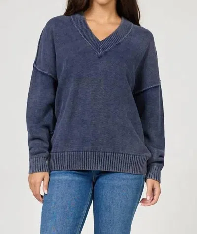 Dear John Denim Vienna Long Sleeve Sweater In Black Iris In Blue