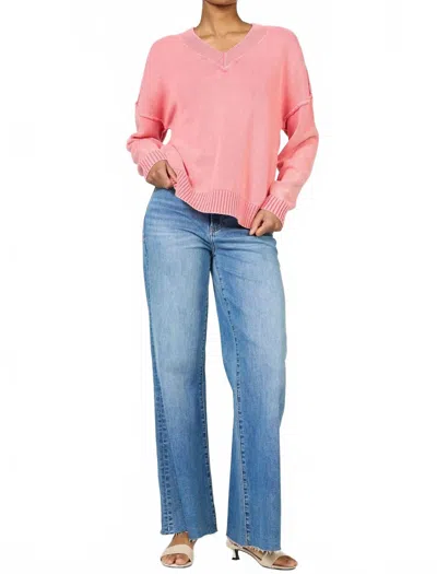 Dear John Denim Vienna Long Sleeve Sweater In Grenadine In Pink