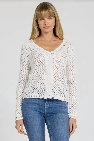 Dear John Denim Vivi V-neck Sweater In White