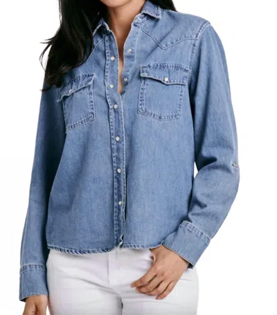 Dear John Denim Western Chambray Denim Shirt In Blue