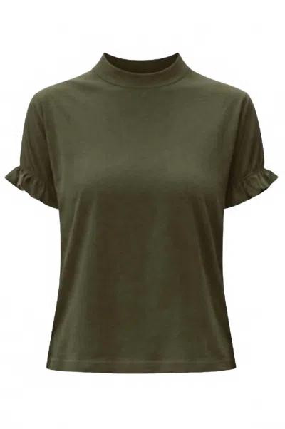 Dear John Denim Women's Fawn Ruffle Sleeves Top In Forest Pine In Green