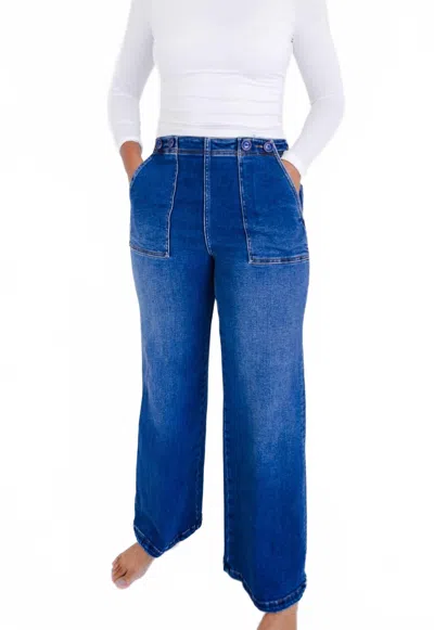 Dear John Denim Women's Fiona High Rise Wide Leg Pant In Seascape In Blue