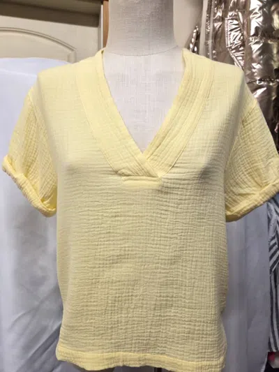 Dear John Denim Women's Gauze Drop Sleeve V Neck Tee In Yellow