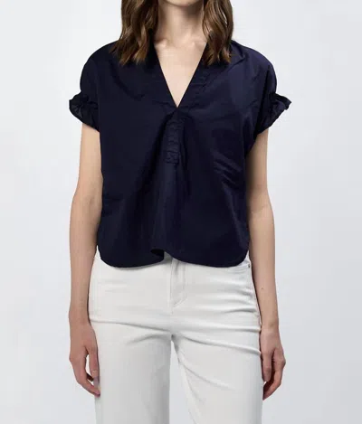 Dear John Denim Women's Julia V-neck Short Sleeve Relaxed Fit Top In Black Iris
