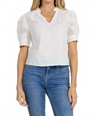 Dear John Denim Women's Lace Puff Sleeve Top In White