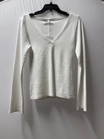 Dear John Denim Women's Scarlett V Neck Knit Long Sleeve Top In White