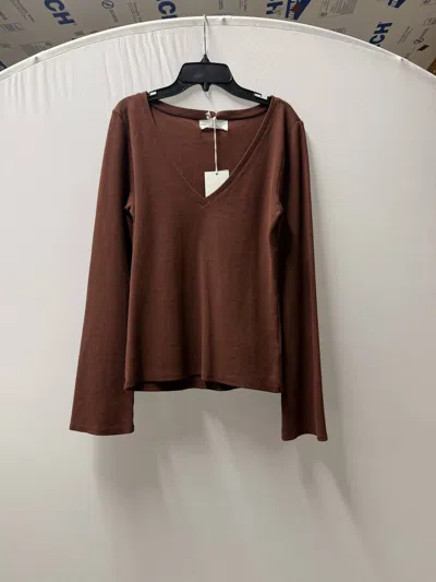 Dear John Denim Women's Scarlett V-neck Knit Long Sleeve Top In Chocolate Truffle In Brown