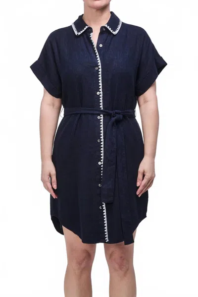 Dear John Denim Woven Shirt Dress In Navy In Blue