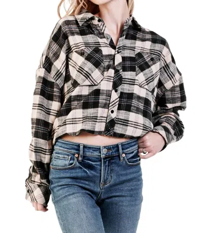 Dear John Denim Xandra Elastic Waist Long Sleeve Top In Black/cream