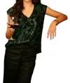 Dear John Denim Yanis Sequin Top In Emerald In Gold