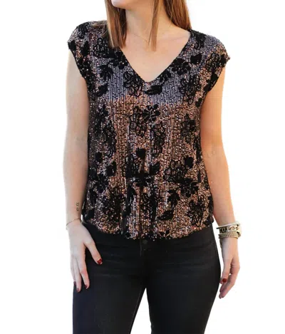 Dear John Denim Yanis Sequin Top In Rose Gold In Multi