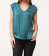 Dear John Denim Yanis V-neck Sleeveless Top In Deep Teal In Blue