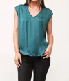Dear John Denim Yanis V-neck Sleeveless Top In Deep Teal In Blue