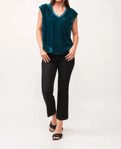 Dear John Denim Yanis V Neck Sleeveless Velvet Top In Deep Teal In Blue