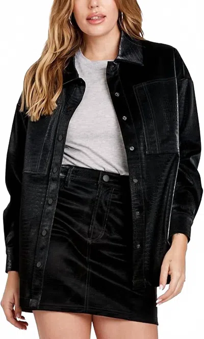 Dear John Denim Yara Faux Leather Shirt Jacket In Black