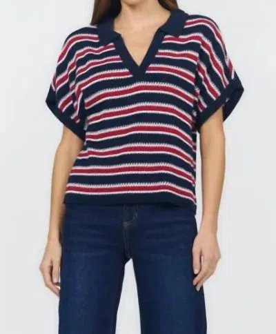 Dear John Denim Yelena Striped Sweater Top In Midnight Hour Stripe In Blue