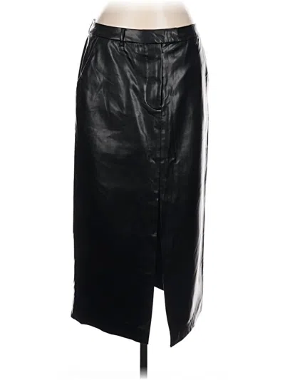 Pre-owned Dear John Faux Leather Skirt In Black