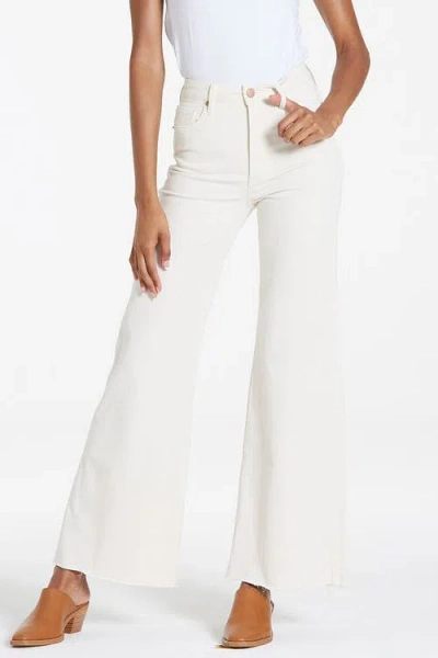 Dear John Fiona High Waist Raw Hem Wide Leg Jeans In White