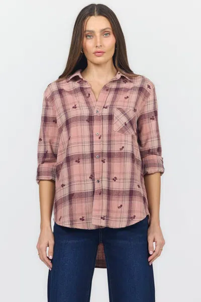 Dear John Galina V-neck Poplin Shirt In Pink