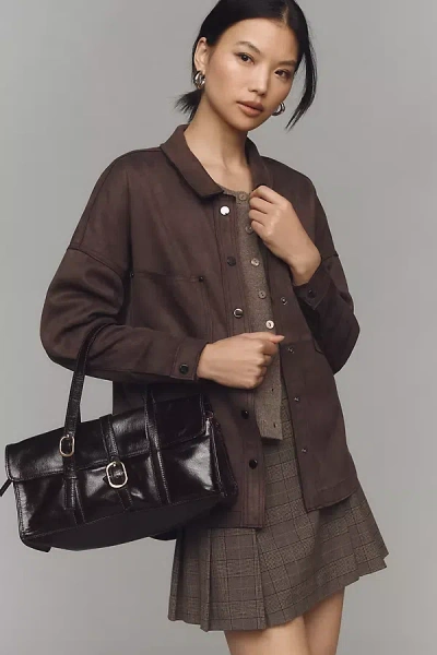Dear John Gina Faux Suede Shirt Jacket In Brown