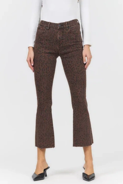 Dear John Jeanne Mid Rise Raw Hem Flare Jeans In Brown