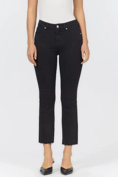 Dear John Jeanne Mid Rise Raw Hem Flare Jeans In Black