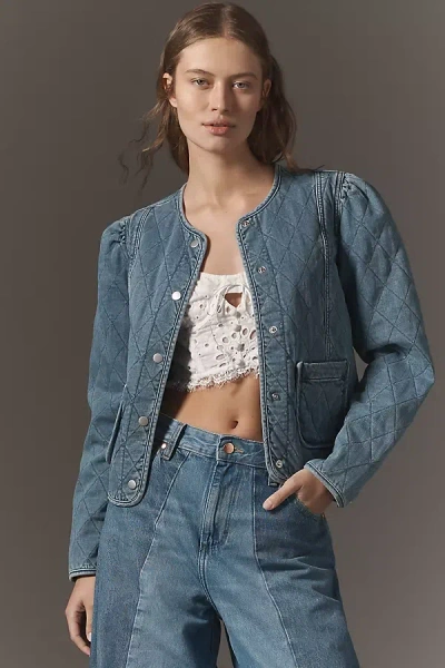 Dear John Kit Quilted Denim Lady Jacket In Blue