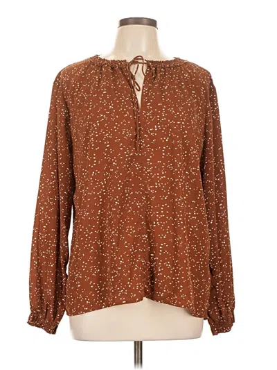 Pre-owned Dear John Long Sleeve Blouse In Brown