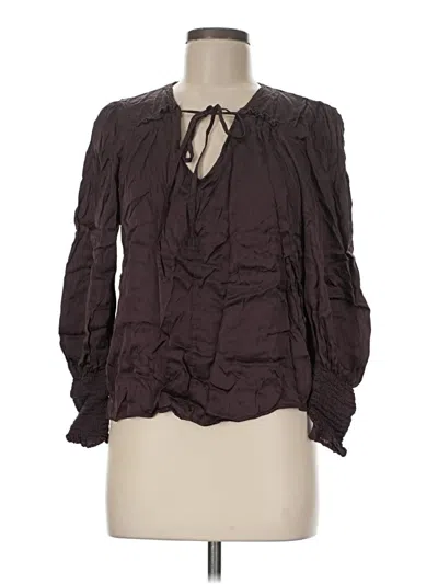 Pre-owned Dear John Long Sleeve Blouse In Brown