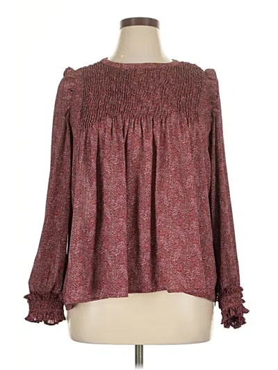 Pre-owned Dear John Long Sleeve Blouse In Burgundy