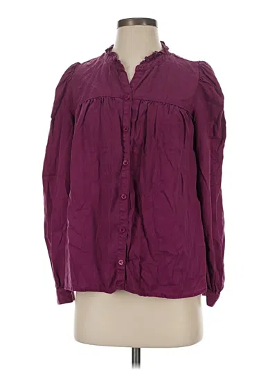 Pre-owned Dear John Long Sleeve Blouse In Burgundy