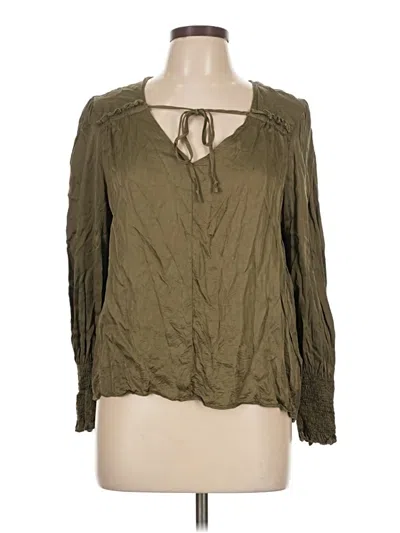 Pre-owned Dear John Long Sleeve Blouse In Green