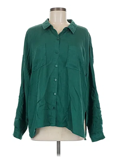 Pre-owned Dear John Long Sleeve Blouse In Green