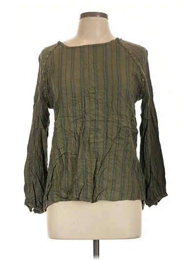 Pre-owned Dear John Long Sleeve Blouse In Green