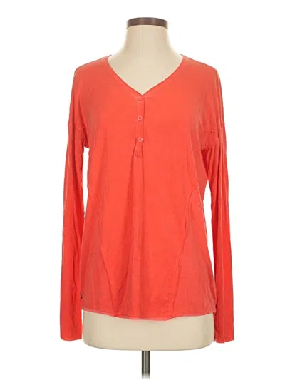 Pre-owned Dear John Long Sleeve Top Orange V Neck Tops