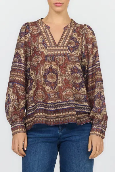 Dear John Maisy V-neck Printed Pop Over Blouse In Multi