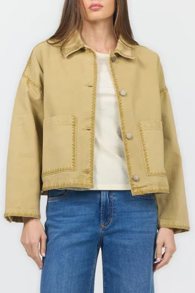 Dear John Sable Chore Embroidery Trim Jacket In Brown