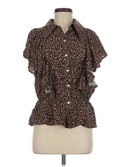 Pre-owned Dear John Short Sleeve Blouse In Brown