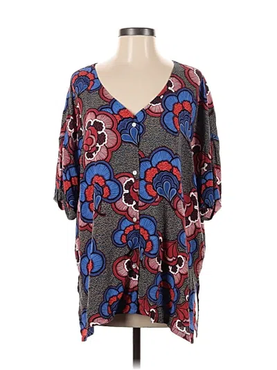 Pre-owned Dear John Short Sleeve Blouse In Gray