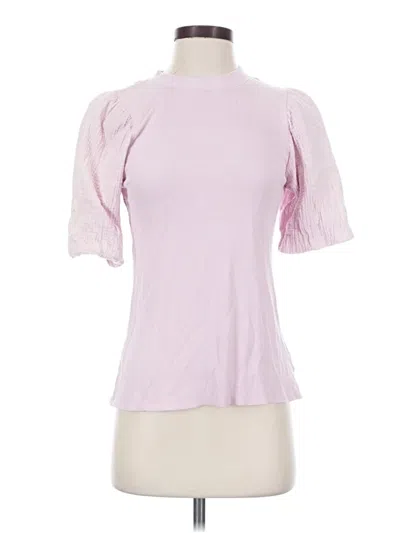 Pre-owned Dear John Short Sleeve Top Pink Mock Neckline Tops