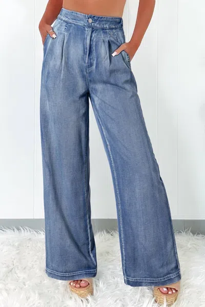 Dear Lover Acid Wash Wide Leg High Waist Jeans In Dusk Blue